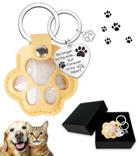 2Pcs Pet Hair Storage Keychain, paw Shaped Leather Katinat- Kl Cat Yellow