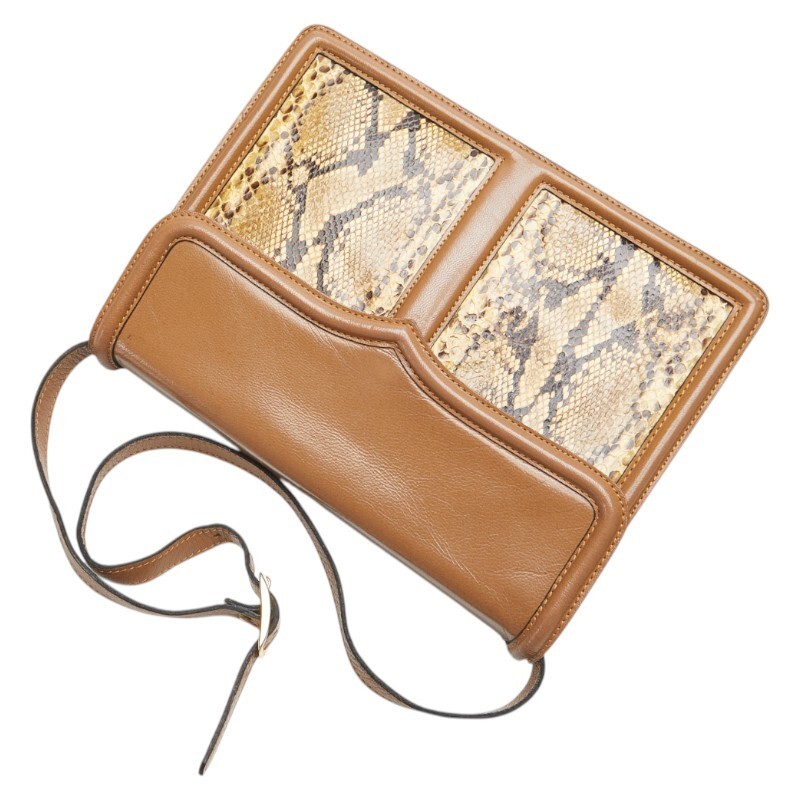 Saint Laurent Python Embossed One Shoulder Bag Br… - image 4