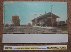RPPC p 1910 CHICAGO GREAT WESTERN RR Station, MANNING, IOWA. POSTCARD REAL PHOTO