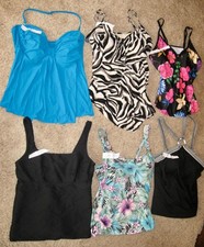Varied Women's Lot of 6 Swimsuit Tops Unbranded Size Medium see measurements