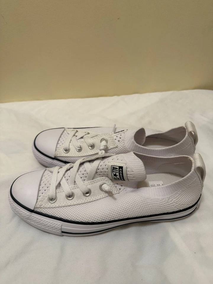 Converse Chuck Taylor All Star Tejido Costa Blanco Negro Sin Cordones Talla 8 N5 Foto 3 de 4