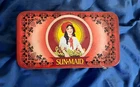 SUN MAID Raisins Vintage Metal Tin Red Grape Girl Artwork Advertising 5in