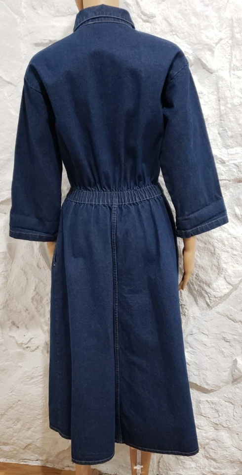 Vestido vaquero vintage boho western chic años 80 con tachuelas para mujer talla mediana Foto 4 de 4