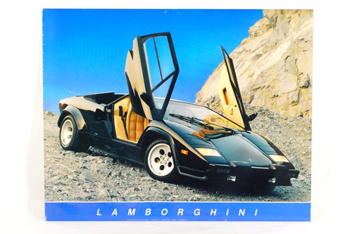 1986 Black Lamborghini Countach Poster Heavy Weight Vintage Super Car 20x16"