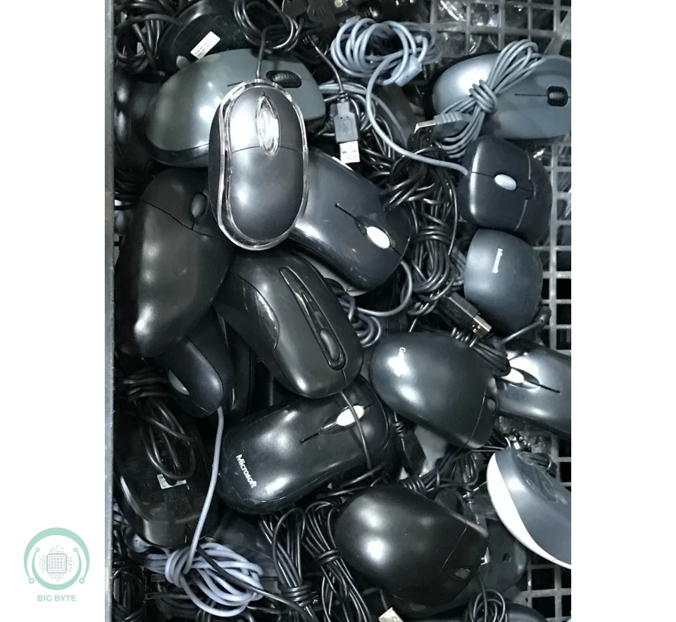 MIXED LOT OF 100 HP Dell Lenovo Logitech Microsoft Wired USB Mouse - Image 2 of 4