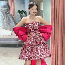 NEW Evening Formal Party Ball Gown Prom Bridesmaid Beads Short Host Dress LAT062