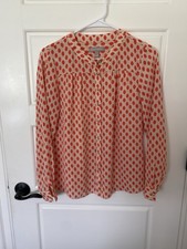 Women's Banana Republic Orange Polka Dot Button Shirt Blouse Petite XS