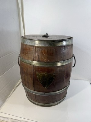 ANTIQUE RUSTIC WOOD METAL LINED ICE BUCKET COOLER BARREL KEG WHISKEY BEER WINE