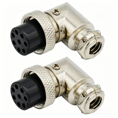 2 set 8 pin microphone connector GX-16 Right Angle for Charger Aviation Radio