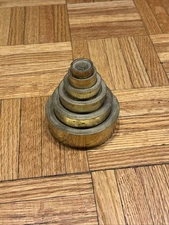 Set of 6 Vintage Nesting Brass Scale Weights - 1 Ounce to 2 Lbs