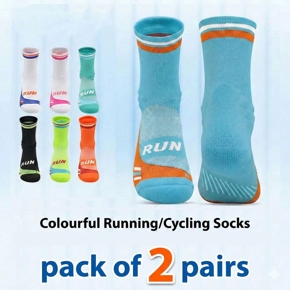 Paquete de 2 calcetines para correr acolchados anti ampollas maratón deportes ciclismo hombres mujeres