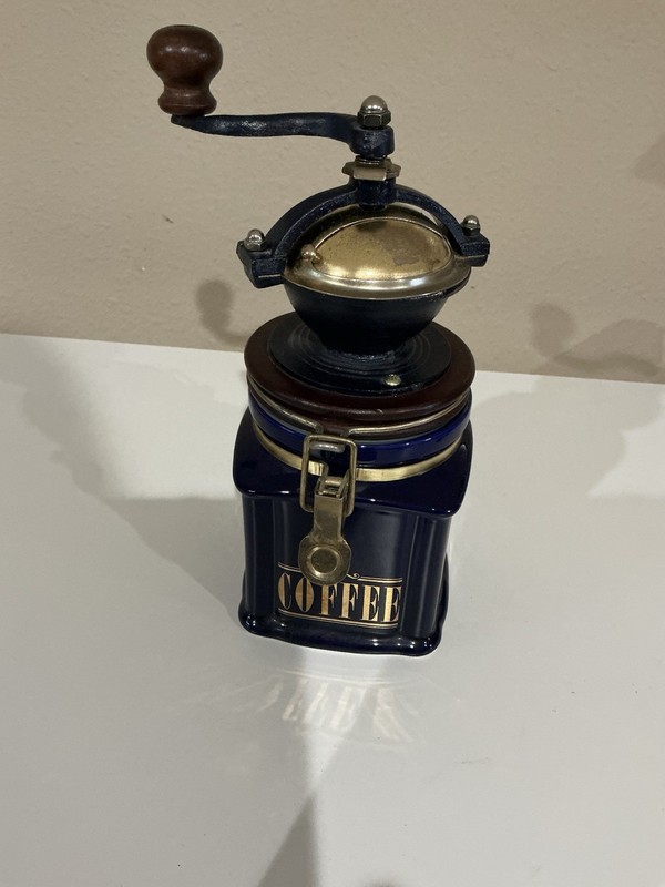 Vintage coffee Grinder By David Birch Ceramic Cobalt Blue