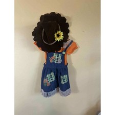 Kids Scarecrow Costume Outfit Set w/ Hat Overall T Shirt Halloween Size 5/6