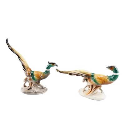 Vintage MCM Pair Royal Copley Ring-Necked Pheasant Figurines 1940-50S  K453 12''