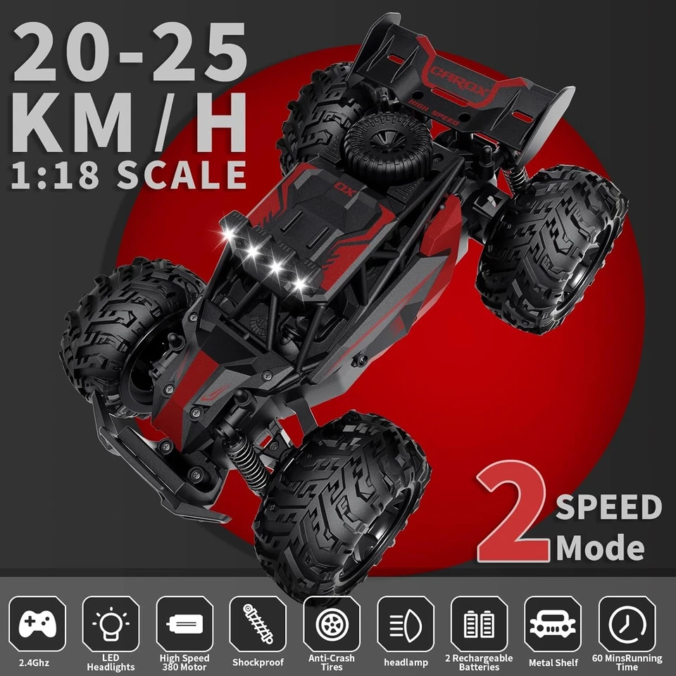 Remote Control Car, 2.4Ghz 25KM/H High Speed RC Car, 1:18 Off-Road Monster Truck - Image 3 of 4