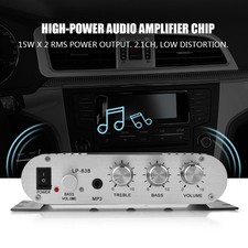 Mini HiFi 2.1 Stereo Bass Auto Car Home Audio Power Amplifier Digital Amp Silver