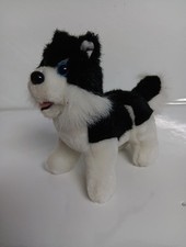 Black Gray White Siberian Husky Puppy Dog Plush Blue Eyes 8" Realistic Toy