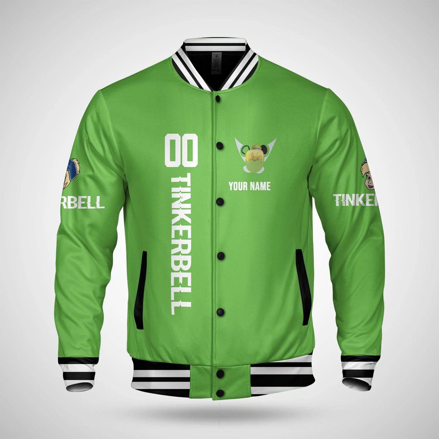 Personalized Tinker Bell Baseball Jacket for Women