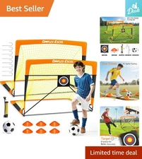 Weatherproof Soccer Goal for Kids - 4x3 FT with Training Accessories Included
