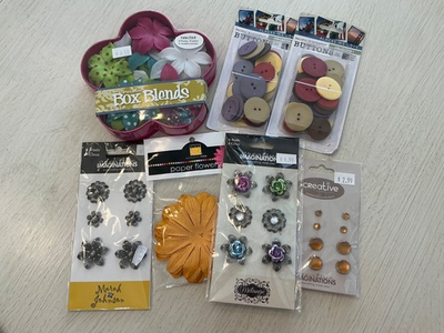 #ad brads buttons flowers scrapbook card tag craft gift lot new $24.00