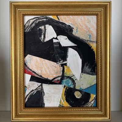 Beto Mejia Original Modernist Abstract Expressionist Art Painting Collage