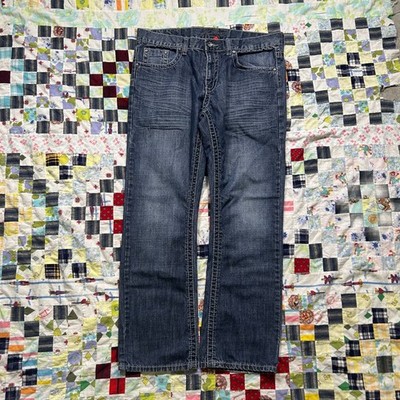 Men's Grunge Y2K Late 00s Dark Faded Stone Wash Loose Fit Request Denim Jeans