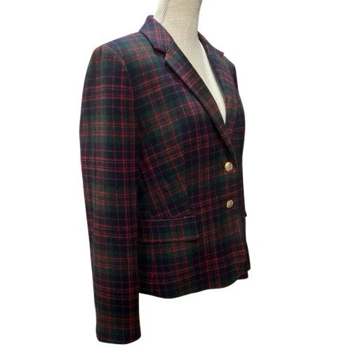 Blazer J.Crew Stewart Tartán Escolar Rojo/Verde/Azul Lana a Cuadros Talla 14 Foto 3 de 4