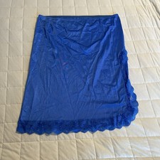 Vintage 70s Fortune Half Slip Lace Trim Electric Blue Size Medium