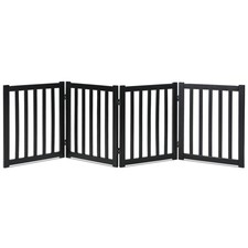 LZRS Wooden Free Standing Dog Gate 80" W x 24" H, Foldable Solid Hardwood Pet...