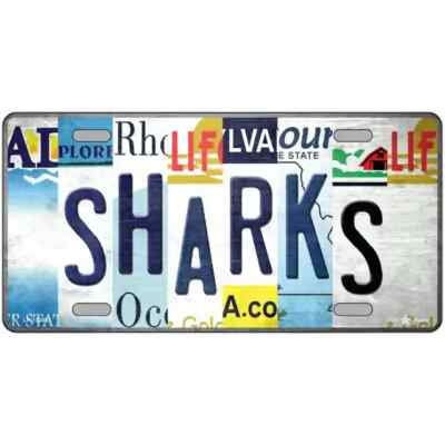 Sharks Strip Art Metal Sign