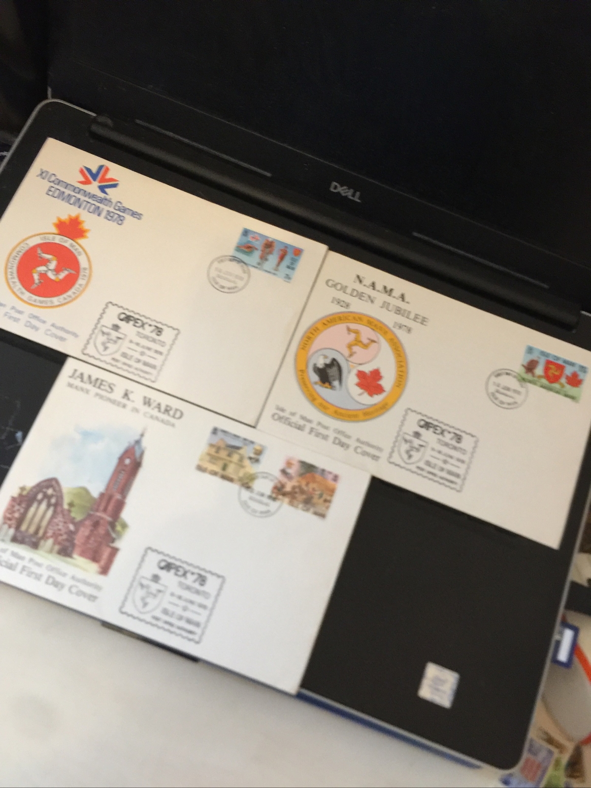 Isla de Man 3 cubiertas de primer día 1978 Com Games, N.A.M.A, Ward todo con Capex78 PMK