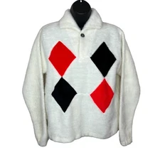 RARE Vintage Kodiak 50s White Fuzzy Cardigan Sweater Medium Long Sleeve Pinup 