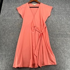 Michael Kors  Lace Up Stretchy Belted Short Sleeve Dress Salmon Pink L