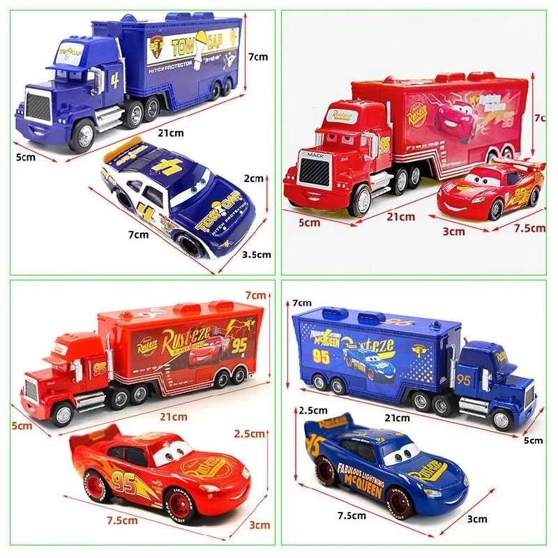 Cars – Set Camion Mack Et Lightning McQueen – Modèles 1:55 – Jouets Et Cadeaux Pour Enfants – Couleur : N°86 Mack Et Voiture