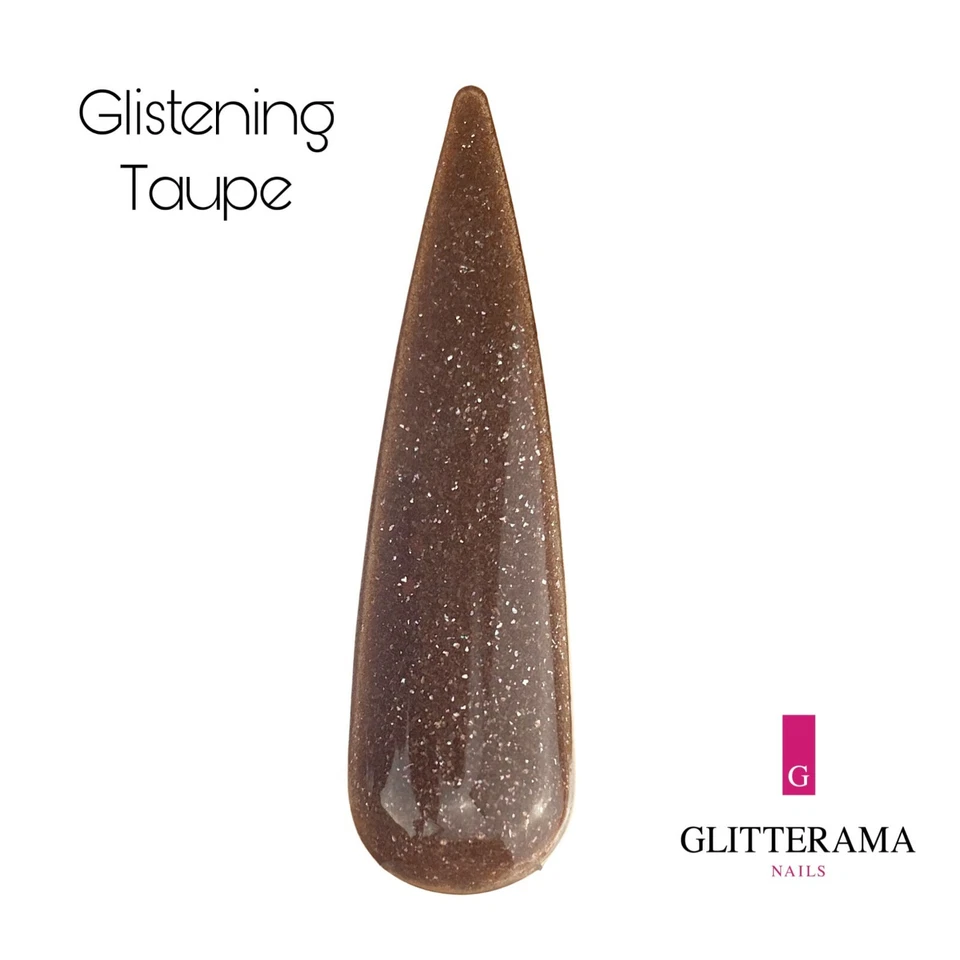 GLISTENING TAUPE Coloured acrylic powder Glitterama nails shimmer glitter brown