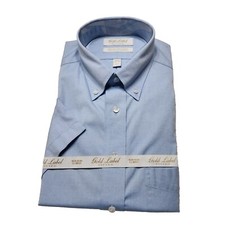 Roundtree Yorke Men's Size 15.5 Shirt Gold Label Mens Short Sleeve Blue NWT 08