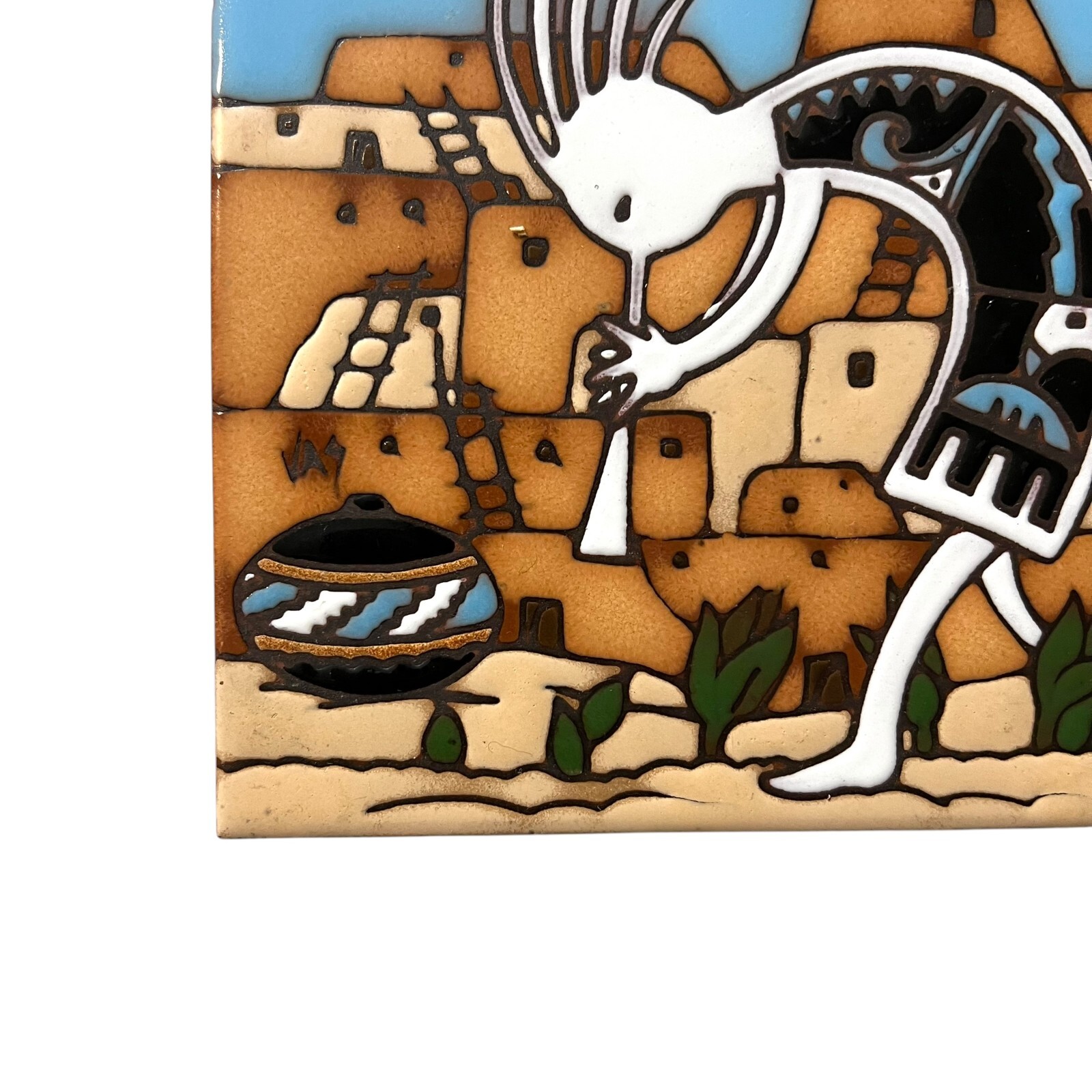 Earthtones Kokopelli Ceramic Wall Art Tile 1995 Southwest Handmade Tucson 6 in