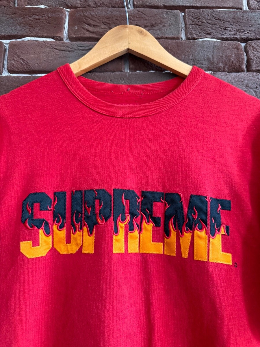 Rare Supreme flame logo S/S top FW19 tee tshirt Hype Street