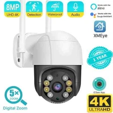 4K 8MP Wifi IP Dome Camera Human Detection Auto Tracking PTZ CCTV Surveillance