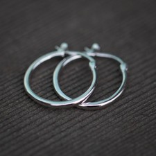 Solid 925 Sterling Silver High Quality Huggie   18mm Mens Women Hoop Earrings