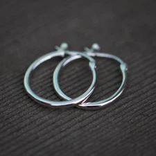 Solid 925 Sterling Silver High Quality Huggie     18mm Mens Women Hoop Earrings 