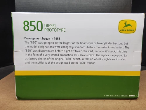 Prototipo tractor Ertl John Deere 850 diésel 1/16 2016 club de dos cilindros #16312A - Imagen 18 de 21