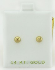 PLAIN BALL 5 mm STUD EARRINGS 14k YELLOW GOLD  Brand New with FREE gift box 