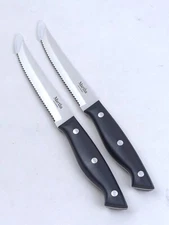 2pc MARTHA STEWART 4.5" STEAK Knife SET, Stainless Blade, Triple-Rivet Handle