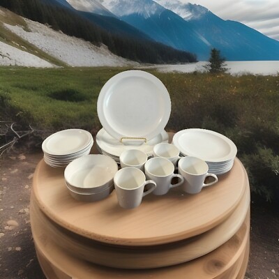 Set of 34 Centura Corning Plates White, Plates, Bread, Salad, Cereal & Cup