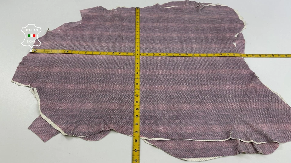 PURPLE DISTRESSED SNAKE SCALES PRINT ON Lamb leather 2 skins 12sqf 0.9mm C3723 - Image 4 of 4