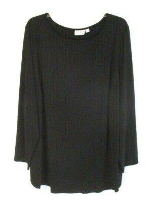 Joan Rivers Jersey Knit Blouse Shirt Black 3X Pull On A366206