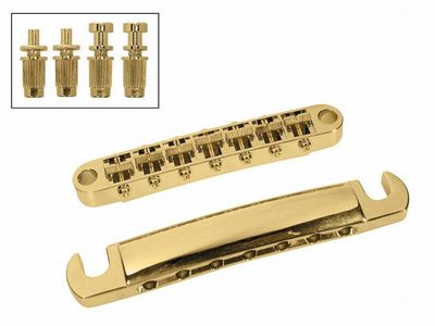 7-Saiter LP Style Bridge/Brücke + Saitenhalter ML-Factory  gold 