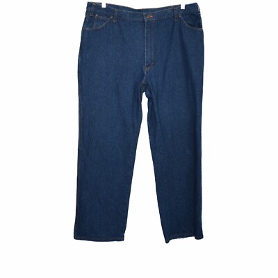 Dickies Mens Blue Cotton Denim Jeans Straight Leg Zip Mid Rise 