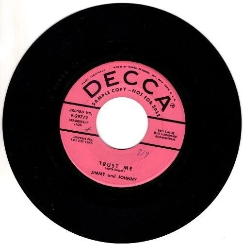 Jimmy & Johnny – Sweet SIngin' Daddy / Trust Me 7" Promotional  45 - Image 3 of 4